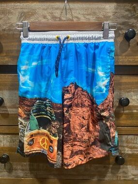wonder nation Blue & Brown Desert Scenic Boys' Swim Trunks